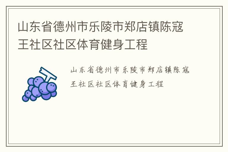 山東省德州市樂陵市鄭店鎮陳寇王社區社區體育健身工程
