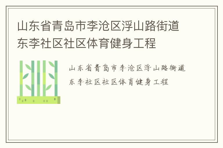 山東省青島市李滄區浮山路街道東李社區社區體育健身工程
