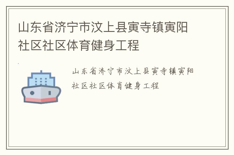 山東省濟寧市汶上縣寅寺鎮寅陽社區社區體育健身工程