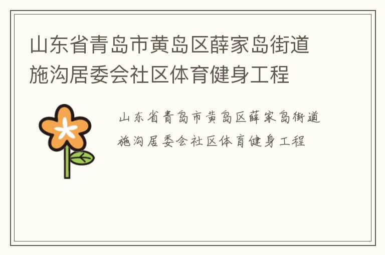 山東省青島市黃島區薛家島街道施溝居委會社區體育健身工程