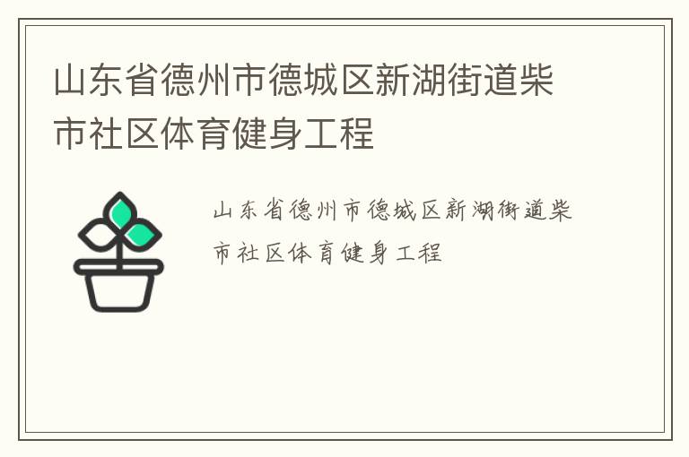 山東省德州市德城區新湖街道柴市社區體育健身工程