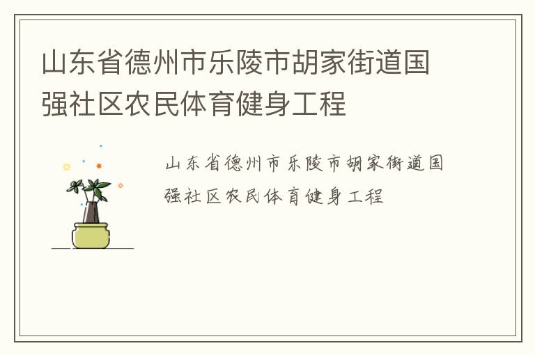 山東省德州市樂陵市胡家街道國強社區農民體育健身工程