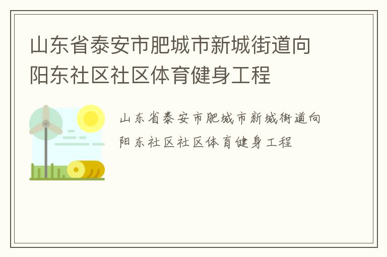 山東省泰安市肥城市新城街道向陽東社區社區體育健身工程