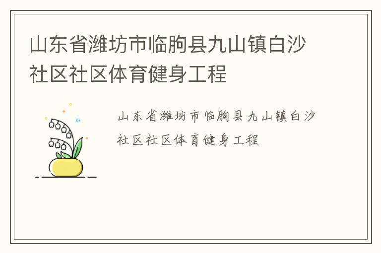 山東省濰坊市臨朐縣九山鎮白沙社區社區體育健身工程