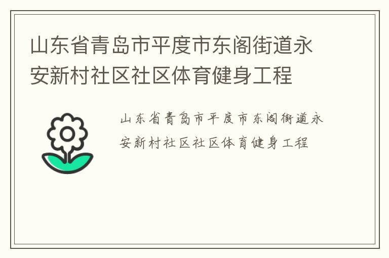 山東省青島市平度市東閣街道永安新村社區社區體育健身工程