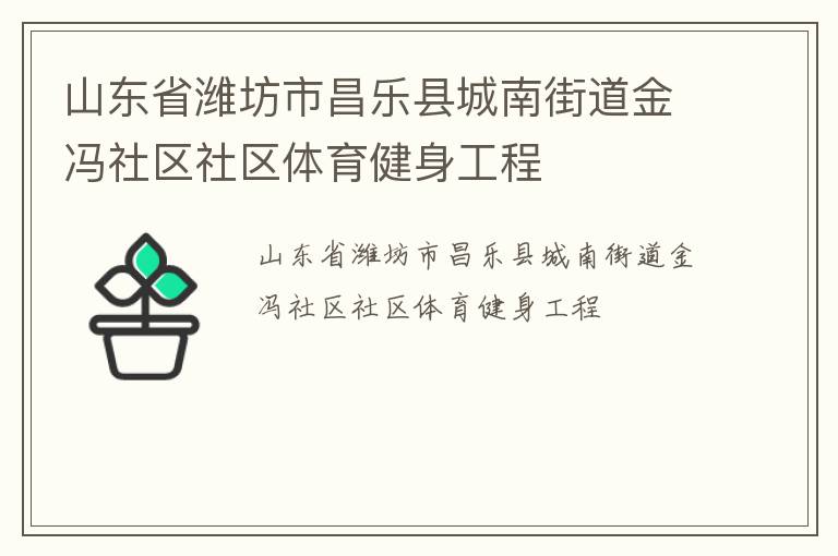 山東省濰坊市昌樂縣城南街道金馮社區社區體育健身工程