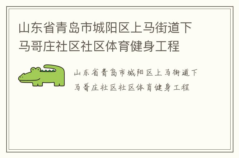山東省青島市城陽區上馬街道下馬哥莊社區社區體育健身工程