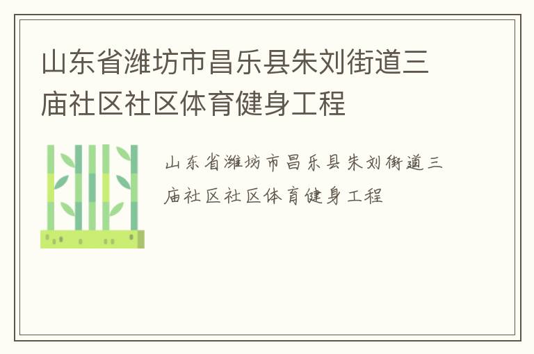山東省濰坊市昌樂(lè)縣朱劉街道三廟社區(qū)社區(qū)體育健身工程