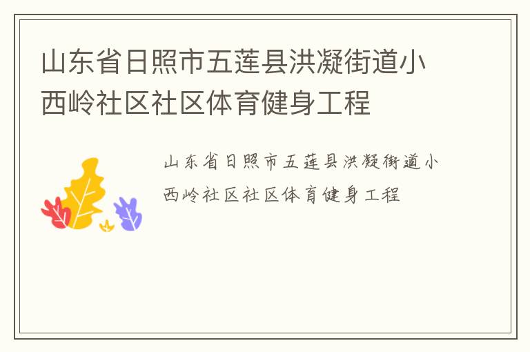 山東省日照市五蓮縣洪凝街道小西嶺社區社區體育健身工程