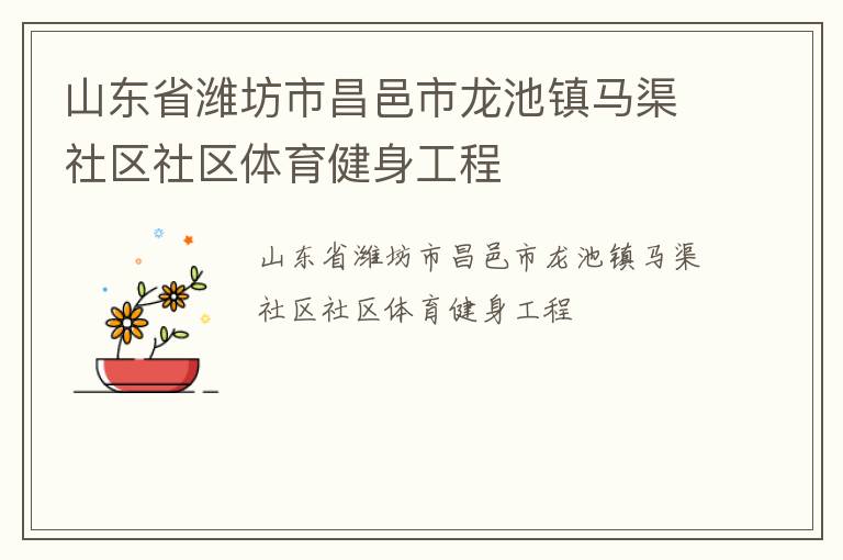 山東省濰坊市昌邑市龍池鎮馬渠社區社區體育健身工程