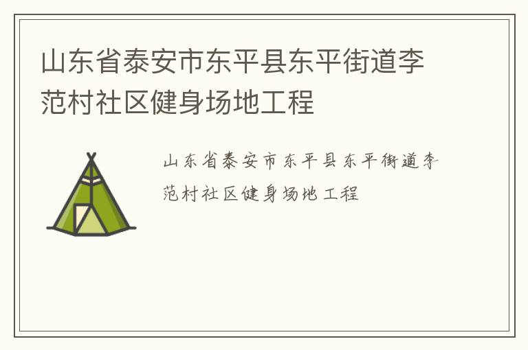 山東省泰安市東平縣東平街道李范村社區健身場地工程