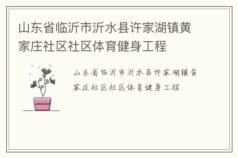 山東省臨沂市沂水縣許家湖鎮黃家莊社區社區體育健身工程
