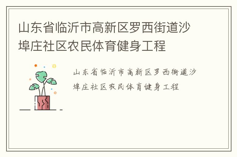 山東省臨沂市高新區羅西街道沙埠莊社區農民體育健身工程