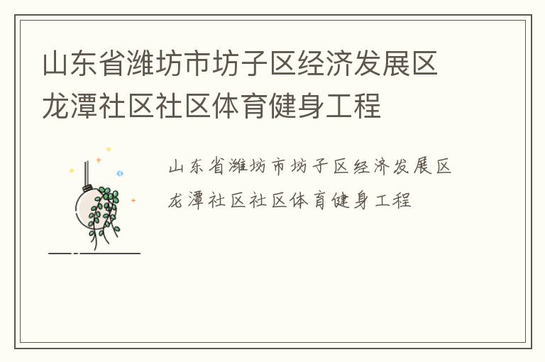 山東省濰坊市坊子區經濟發展區龍潭社區社區體育健身工程