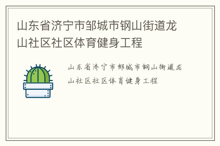 山東省濟寧市鄒城市鋼山街道龍山社區社區體育健身工程