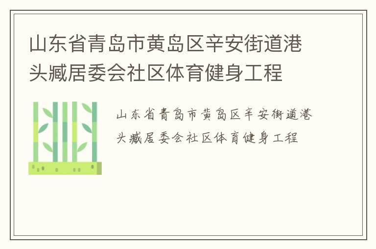 山東省青島市黃島區辛安街道港頭臧居委會社區體育健身工程