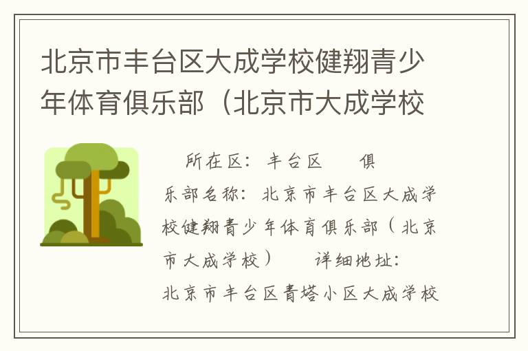 北京市豐臺(tái)區(qū)大成學(xué)校健翔青少年體育俱樂(lè)部（北京市大成學(xué)校）