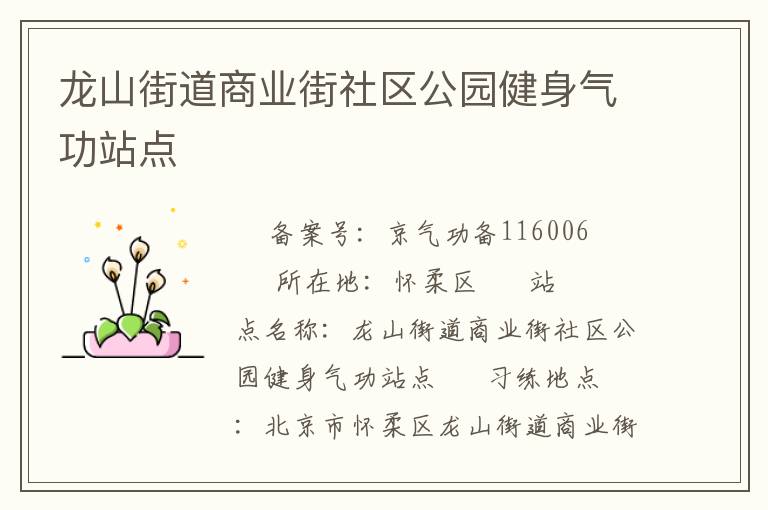 龍山街道商業街社區公園健身氣功站點