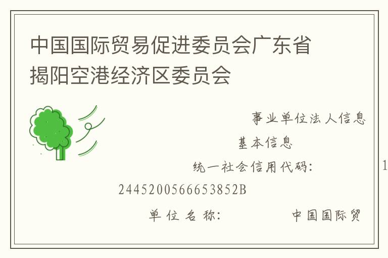 中國國際貿易促進委員會廣東省揭陽空港經濟區委員會