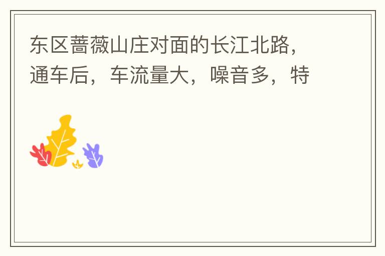 東區薔薇山莊對面的長江北路，通車后，車流量大，噪音多，特別是貨車和泥頭車高速經過，到了深夜特別吵，完全睡不了覺，可以安裝隔音墻么