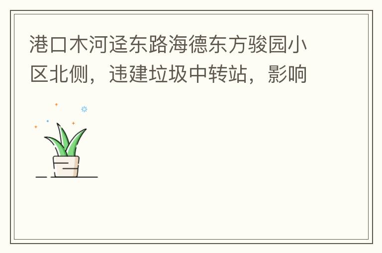 港口木河逕東路海德東方駿園小區北側，違建垃圾中轉站，影響小區居民正常生活，請盡快移除