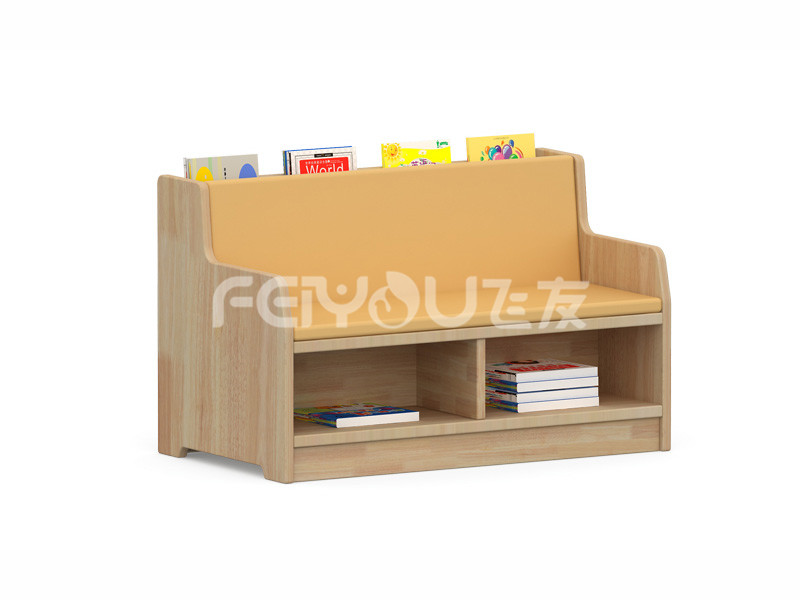 實木書柜學習互動沙發書架-027